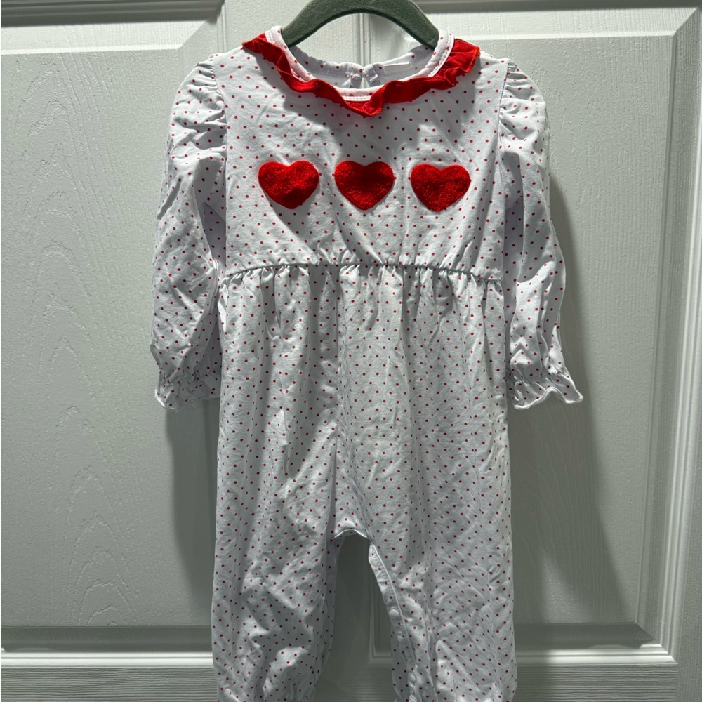 Heart Print Kids One Piece - Red and White
